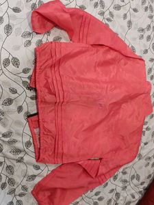 Vintage Style Coral Windbreaker Jacket