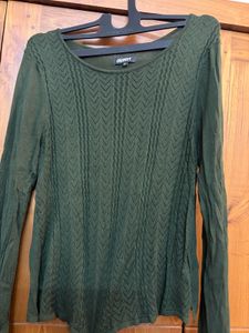 Green Knit Long Sleeve Top