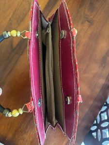 Red Embroidered Handbag