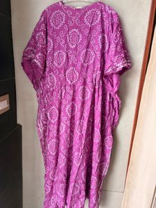 Vibrant Purple Bandhani Kaftan Dress