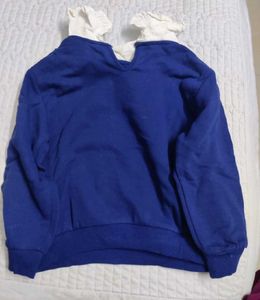Blue 'Creative' Sweatshirt with Ruffle Collar