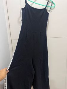 Black Spaghetti Strap Jumpsuit with Side Tape