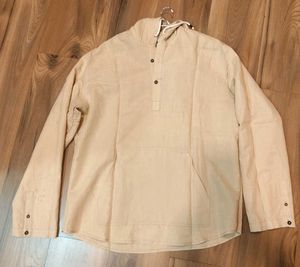 Men's Beige Hooded Jacket
