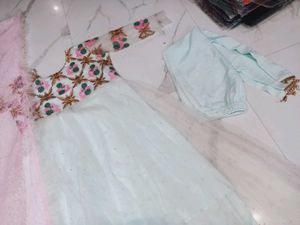 Elegant White Kurta Set with Pink Dupatta
