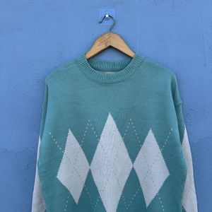 Argyle Pattern Knit Sweater