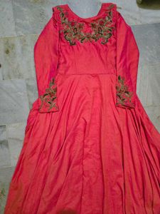 Elegant Pink Embroidered Gown