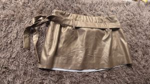 Faux Leather Tie Waist Mini Skirt