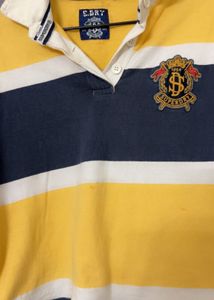 Striped Long Sleeve Polo Top
