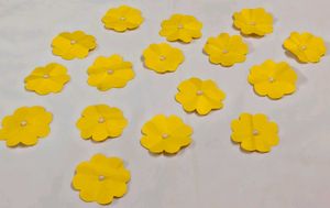 Yellow Paper Flowers 25 pieces Embellishments