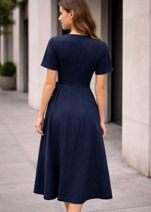 Elegant Navy Wrap Dress