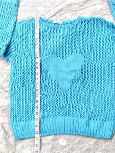 Full Sleeves Cute Blue Heart Sweater 💙