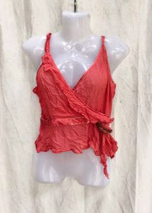 I. Chic Coral Wrap Top