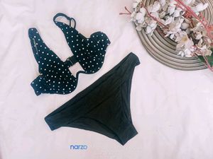 Black Polka Dot Bikini Set