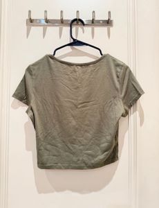 Olive Green Cropped T-Shirt