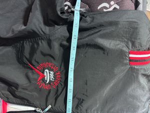 Black Bomber Jacket with Red Accents