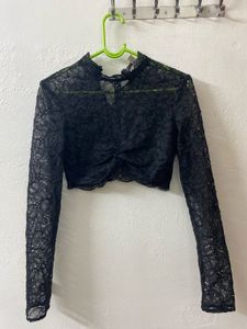 H&M Sheer Lace Cropped Top