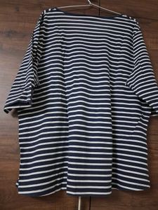 Striped Navy Blue V-Neck Top