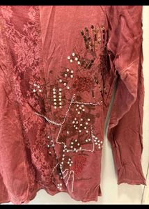 Unique Embellished Long Sleeve Top