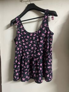 Chic Floral Print Peplum Top