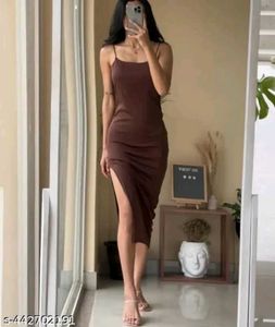 Elegant Brown Long Sleeve Maxi Dress