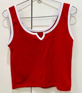 Red Ribbed Tank Top