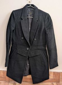 Elegant Black Wool Blend Coat