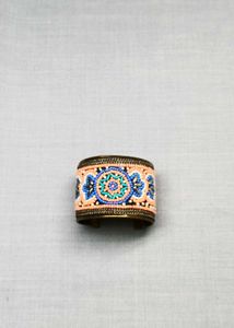Beaded Cuff Brass Bracelet