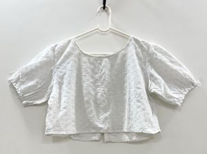 White Schiffli Crop Top