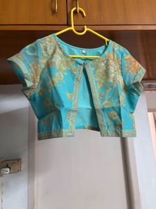 Orange-turquoise Ethnic fusion gown + coat