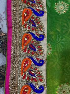 Ethnic Wear Saree Double Shade With Peacock Border