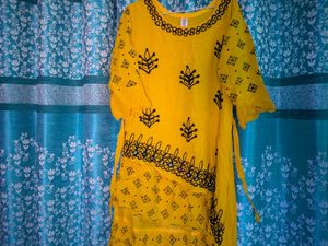 Girls Yellow Embroidered Dress