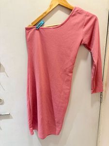 Chic One-Shoulder Pink Dress