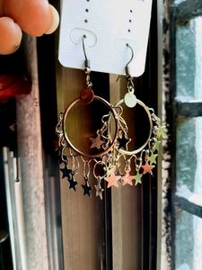 Chunky Hoop Earrings with Star Charms