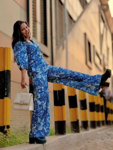 Blue Floral Print Kurta Set