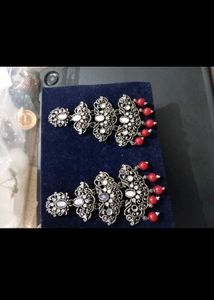 Elegant Red & Silver Dangle Earrings