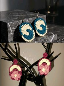 Handmade Crochet Earrings(spiral+floral)