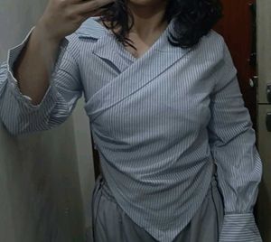 Striped Wrap Front Shirt
