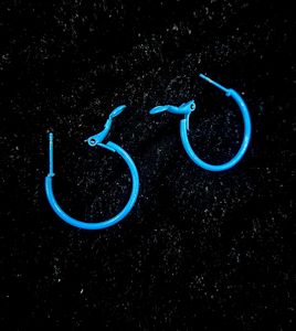 Neon Yellow and Blue Hoop Earrings.