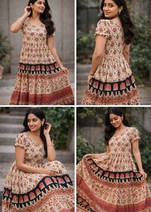 Elegant Floral Print Gown with side attache