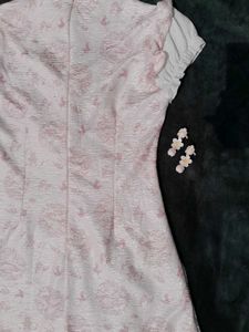 Lovely Pink Cheongsam Dress with Lace and Ruffles