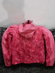 Pink Fern Print Hooded Jacket