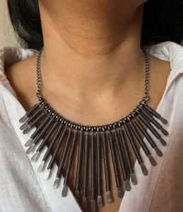 Statement Oxidized Silver Necklace