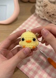 Cute Crochet Chick Keychain