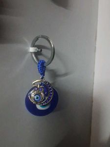 Evil Eye Owl Crescent Moon Keychain