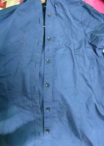Classic Navy Blue Collared Shirt