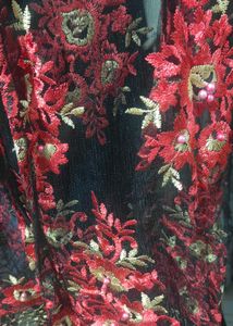 Elegant Black &amp; Red Embroidered Kurta Set