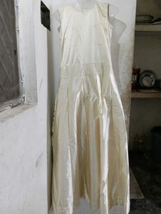Elegant Cream &amp; Brown Patterned Dress