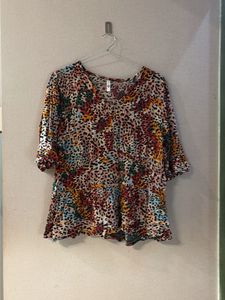 Vibrant animal Print Tiered Top