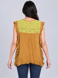 Bohemian Mustard Yellow Top with Ruffle Sleeves