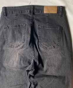 Gray Flared Denim Jeans
